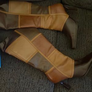 Patchwork heel boots